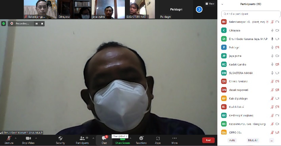 Kesbangpol Klungkung Gelar Rapat Secara Online